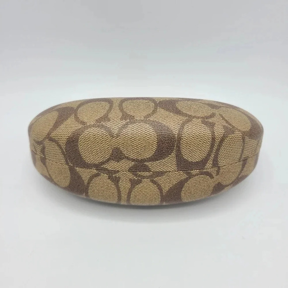Coach Signature C Print Sunglasses Eyeglasses Case Clam Shell Style Tan Brown - Picture 1 of 10